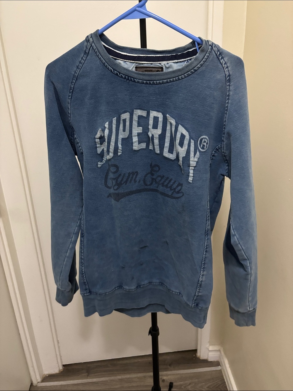 Superdry Men's Washed Blue Logo Crewneck Sweatshirt
